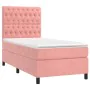 Box spring bed with mattress and LED pink velvet 100x200 cm by vidaXL, Beds and slatted bases - Ref: Foro24-3136292, Price: 3...