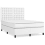 Box spring bed with white synthetic leather mattress 140x190 cm by vidaXL, Beds and slatted bases - Ref: Foro24-3142840, Pric...