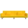 2-seater sofa bed with 2 cushions and footrest in yellow velvet by vidaXL, Sofas - Ref: Foro24-3080642, Price: 279,74 €, Disc...