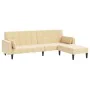 2-seater sofa bed with 2 footrest cushions in cream velvet by vidaXL, Sofas - Ref: Foro24-3080706, Price: 294,61 €, Discount: %