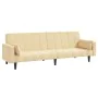 2-seater sofa bed with 2 footrest cushions in cream velvet by vidaXL, Sofas - Ref: Foro24-3080706, Price: 294,61 €, Discount: %