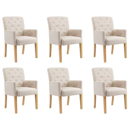 Dining chairs with armrests 6 units of beige fabric by vidaXL, dining chairs - Ref: Foro24-3058299, Price: 981,10 €, Discount: %