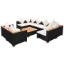 9-piece garden furniture set and black synthetic rattan cushions by vidaXL, Garden sets - Ref: Foro24-42752, Price: 1,00 €, D...