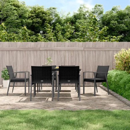 Gartenstühle Kissen 6 Stück synthetisches Rattan schwarz 56,5x57x83 cm von vidaXL, Gartenstühle - Ref: Foro24-3187080, Preis:...