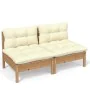 2-seater garden sofa with solid cream pine wood cushions by vidaXL, Outdoor sofas - Ref: Foro24-3095995, Price: 162,37 €, Dis...