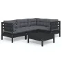 Garden furniture 5 pieces with black pine wood cushions by vidaXL, Garden sets - Ref: Foro24-3096380, Price: 475,83 €, Discou...