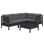 Garden furniture 5 pieces with black pine wood cushions by vidaXL, Garden sets - Ref: Foro24-3096380, Price: 475,83 €, Discou...