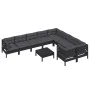 Garden furniture set, 10 pieces with black cushions, made of pine wood. by vidaXL, Garden sets - Ref: Foro24-3096993, Price: ...