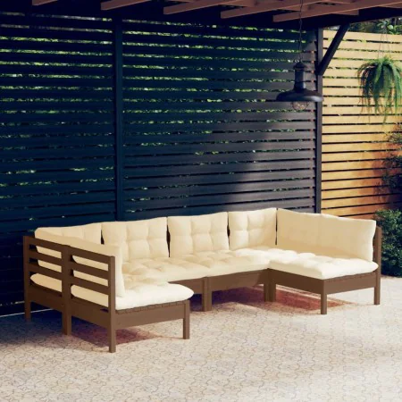 Garden furniture 6 pieces and cushions honey brown pine wood by vidaXL, Garden sets - Ref: Foro24-3097154, Price: 538,15 €, D...