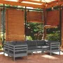 6-piece garden furniture set with gray pine wood cushions by vidaXL, Garden sets - Ref: Foro24-3097297, Price: 527,48 €, Disc...