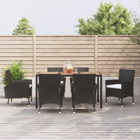 7-piece garden dining set and black synthetic rattan cushions by vidaXL, Garden sets - Ref: Foro24-3187391, Price: 489,14 €, ...