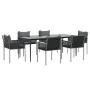 Garden dining set, 7 pieces with synthetic rattan and steel cushions. by vidaXL, Garden sets - Ref: Foro24-3187063, Price: 59...