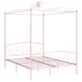 Pink metal canopy bed frame 160x200 cm by vidaXL, Beds and slatted bases - Ref: Foro24-284490, Price: 193,91 €, Discount: %