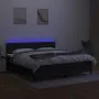 Box spring bed mattress and LED lights black fabric 160x200 cm by vidaXL, Beds and slatted bases - Ref: Foro24-3133407, Price...