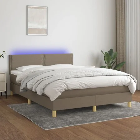 Boxspringbett mit LED-Matratze taupegrauer Stoff 140x200 cm von vidaXL, Betten und Lattenroste - Ref: Foro24-3133641, Preis: ...