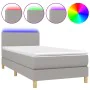 Boxspringbettmatratze und LED-Leuchten hellgrauer Stoff 100x200 cm von vidaXL, Betten und Lattenroste - Ref: Foro24-3133533, ...