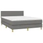 Boxspringbettmatratze und LED-Leuchten dunkelgrauer Stoff 140x190 cm von vidaXL, Betten und Lattenroste - Ref: Foro24-3133550...