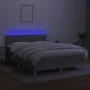 Box spring bed mattress and LED lights light gray fabric 140x200 cm by vidaXL, Beds and slatted bases - Ref: Foro24-3133797, ...