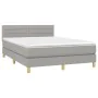 Box spring bed mattress and LED lights light gray fabric 140x200 cm by vidaXL, Beds and slatted bases - Ref: Foro24-3133797, ...