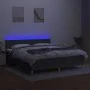 Box spring bed with mattress and LED dark gray fabric 180x200 cm by vidaXL, Beds and slatted bases - Ref: Foro24-3133734, Pri...