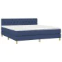 Box spring bed with mattress and LED blue fabric 160x200 cm by vidaXL, Beds and slatted bases - Ref: Foro24-3133971, Price: 4...