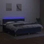 Box spring bed with mattress and LED blue fabric 160x200 cm by vidaXL, Beds and slatted bases - Ref: Foro24-3133971, Price: 4...