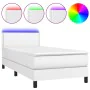 Boxspringbett und LED-Matratze aus weißem Kunstleder 90x190 cm von vidaXL, Betten und Lattenroste - Ref: Foro24-3134136, Prei...