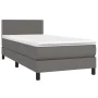 Box spring bed and LED mattress gray synthetic leather 90x200 cm by vidaXL, Beds and slatted bases - Ref: Foro24-3134145, Pri...