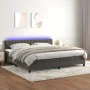 Box spring bed with mattress and LED dark gray velvet 200x200 cm by vidaXL, Beds and slatted bases - Ref: Foro24-3134604, Pri...