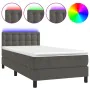 Boxspringbett mit Matratze und dunkelgrauem LED-Samt 90x190 cm von vidaXL, Betten und Lattenroste - Ref: Foro24-3134616, Prei...