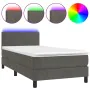 Boxspringbett mit Matratze und dunkelgrauem LED-Samt 90x200 cm von vidaXL, Betten und Lattenroste - Ref: Foro24-3134262, Prei...