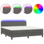 Boxspringbett mit Matratze und dunkelgrauem LED-Samt 160x200 cm von vidaXL, Betten und Lattenroste - Ref: Foro24-3134292, Pre...