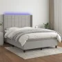 Box spring bed mattress and LED lights light gray fabric 140x200 cm by vidaXL, Beds and slatted bases - Ref: Foro24-3138317, ...