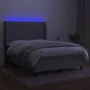 Box spring bed mattress and LED lights light gray fabric 140x200 cm by vidaXL, Beds and slatted bases - Ref: Foro24-3138317, ...