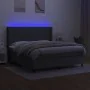 Box spring bed mattress and LED lights dark gray fabric 180x200 cm by vidaXL, Beds and slatted bases - Ref: Foro24-3138334, P...