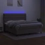 Boxspringbett mit Matratze und LED-Leuchten taupegrauer Stoff 160x200 cm von vidaXL, Betten und Lattenroste - Ref: Foro24-313...