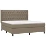 Boxspringbett mit Matratze und LED-Leuchten taupegrauer Stoff 160x200 cm von vidaXL, Betten und Lattenroste - Ref: Foro24-313...