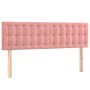 Box spring bed with mattress and LED pink velvet 140x190 cm by vidaXL, Beds and slatted bases - Ref: Foro24-3134644, Price: 4...