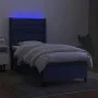 Boxspringbettmatratze und LED-Leuchten aus blauem Stoff 100x200 cm von vidaXL, Betten und Lattenroste - Ref: Foro24-3138539, ...