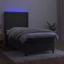 Box spring bed with mattress and LED dark gray velvet 100x200 cm by vidaXL, Beds and slatted bases - Ref: Foro24-3139488, Pri...