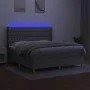 Box spring bed mattress and LED lights light gray fabric 180x200 cm by vidaXL, Beds and slatted bases - Ref: Foro24-3139133, ...