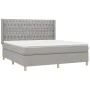 Box spring bed mattress and LED lights light gray fabric 180x200 cm by vidaXL, Beds and slatted bases - Ref: Foro24-3139133, ...