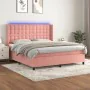 Box spring bed with mattress and LED pink velvet 160x200 cm by vidaXL, Beds and slatted bases - Ref: Foro24-3139816, Price: 5...