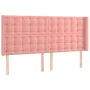 Box spring bed with mattress and LED pink velvet 160x200 cm by vidaXL, Beds and slatted bases - Ref: Foro24-3139816, Price: 5...