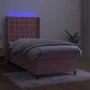 Boxspringbett mit Matratze und LED-Rosa-Samt 100x200 cm von vidaXL, Betten und Lattenroste - Ref: Foro24-3139792, Preis: 387,...