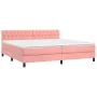 Box spring bed with pink velvet mattress 200x200 cm by vidaXL, Beds and slatted bases - Ref: Foro24-3141508, Price: 573,94 €,...