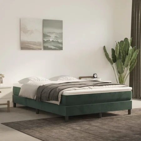 Box spring bed with dark green velvet mattress 140x190 cm by vidaXL, Beds and slatted bases - Ref: Foro24-3144330, Price: 402...