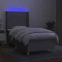 Boxspringbettmatratze und LED-Leuchten aus hellgrauem Stoff 80x200 cm von vidaXL, Betten und Lattenroste - Ref: Foro24-313882...