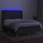 Boxspringbettmatratze und LED-Leuchten dunkelgrauer Stoff 140x200 cm von vidaXL, Betten und Lattenroste - Ref: Foro24-3138798...