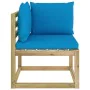 Corner garden sofa with green impregnated wood cushions by vidaXL, Modular outdoor sofas - Ref: Foro24-3065051, Price: 82,63 ...